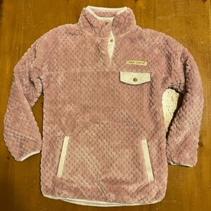 Youth Small - fleece pullover. Button neck. Pink/purple color.